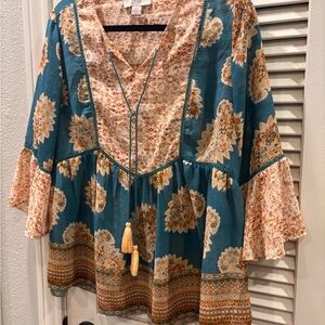 Bohemian Floral Print Women's Top - L